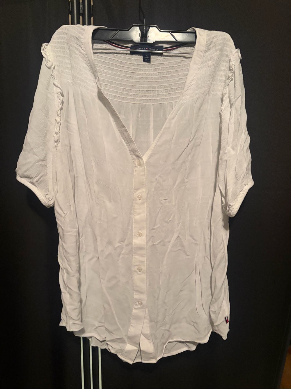 Tommy Hilfiger White Lightweight Button-Down Blouse